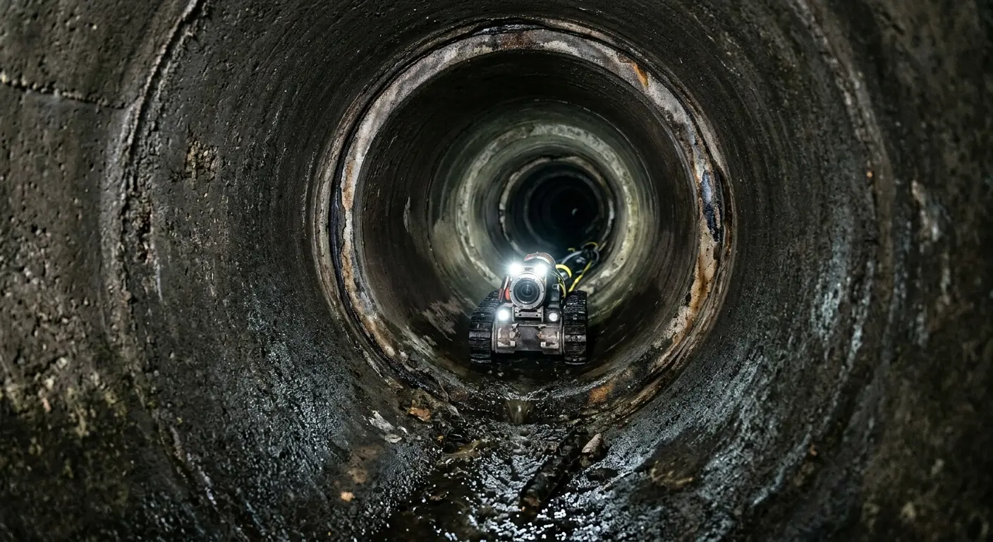 Robotic sewer camera inspecting pipe interior for Sewer Line Repair in Kings Mountain